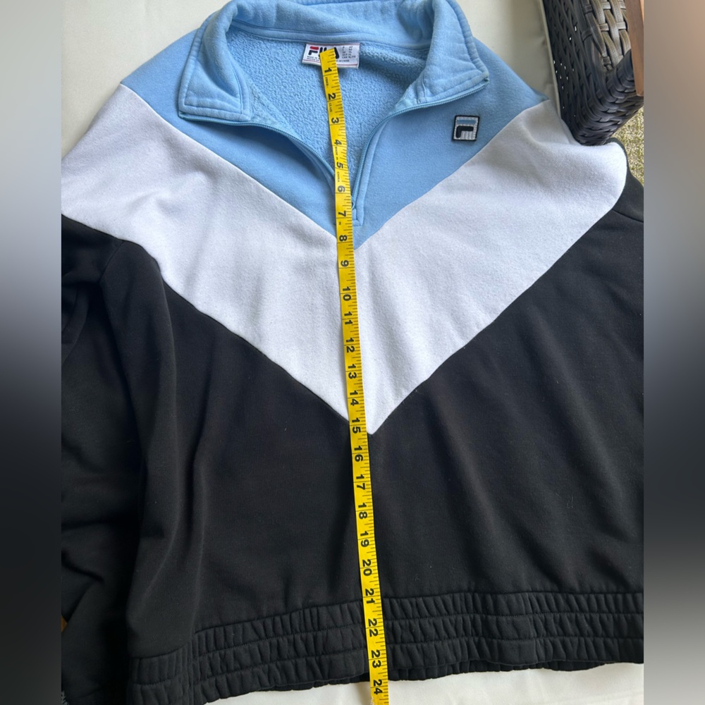 Women’s Vintage Fila Half Zip Crewneck M Blue/White/Black - Picture 3 of 8